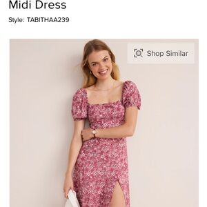 Francesca's Collections Tabitha Puff Sleeve Rose Floral Midi Dress